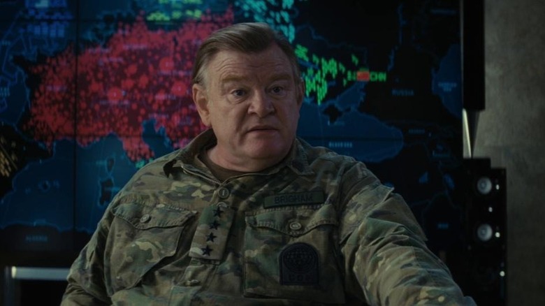 General Brigham in front of map