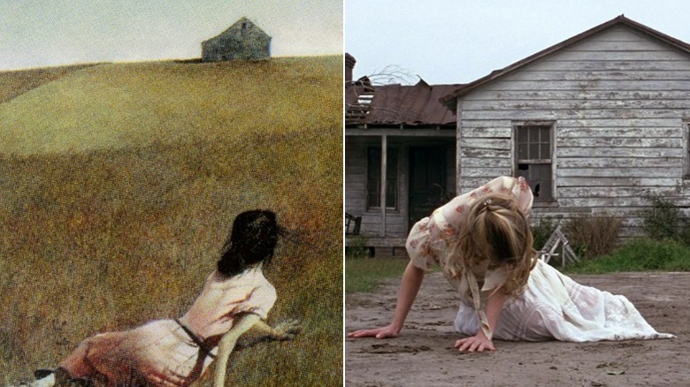 Jenny on ground juxtaposed with "Christina's World"