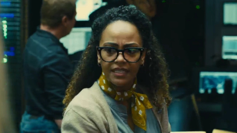 Flo Crawley looking concerned in The Suicide Squad