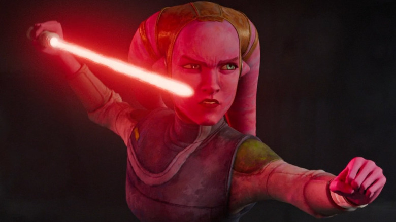 Devon strikes a Form III lightsaber pose in Star Wars: Maul — Shadow Lord (2026)