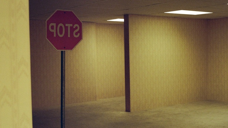 A reverse stop sign in Backrooms (2026)