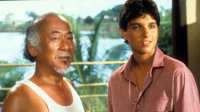 Ralph Macchio and Pat Morita in Karate Kid movie