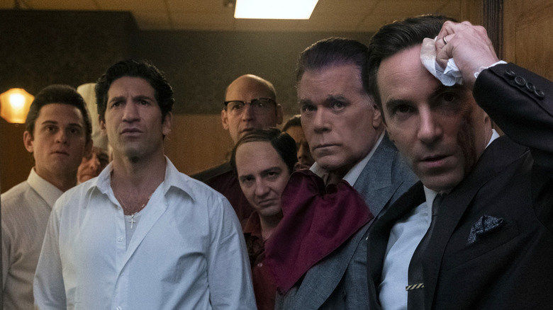 Billy Magussen, Jon Bernthal, Corey Stoll, John Magaro, Ray Liotta and Allesandro Nivola in "The Many Saints of Newark"