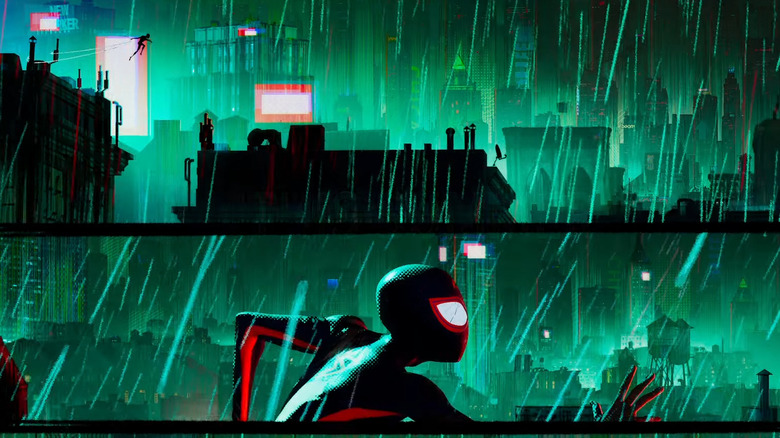 Miles Morales running on rooftops