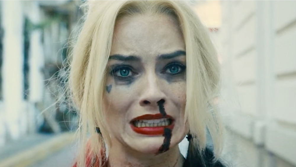 Harley Quinn with blood dripping down her nose The Suicide Squad