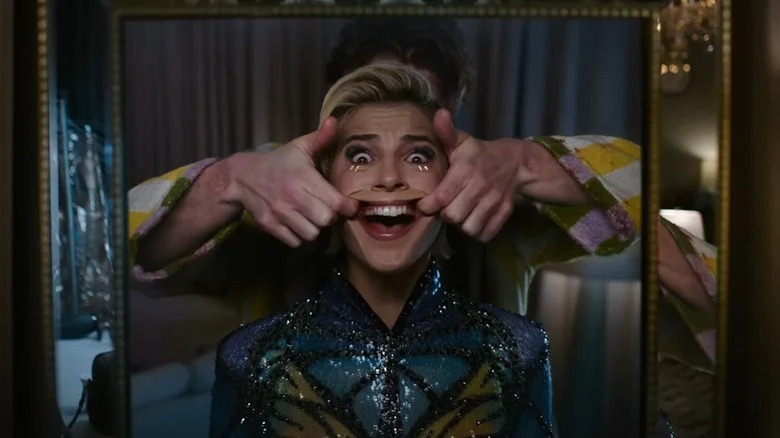 Naomi Scott's Skye Riley being forced to Smile in Smile 2