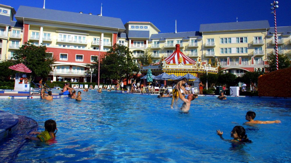 People play in the pool at Walt Disney World's Boardwalk Inn