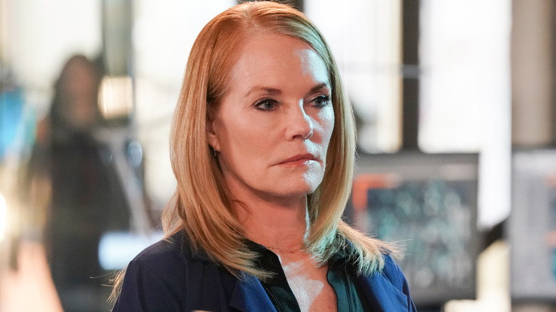 Catherine Willows looking upset