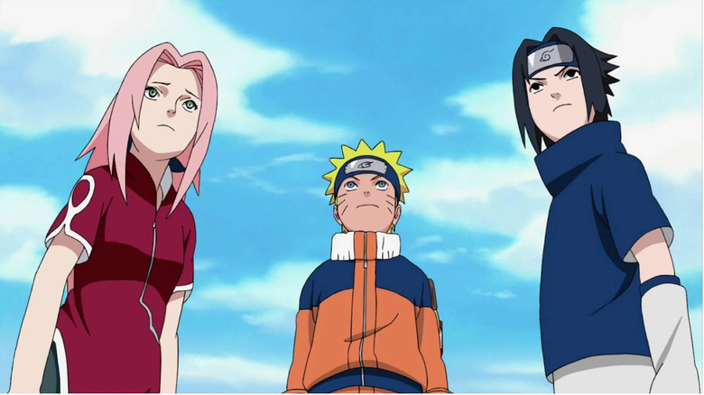 Sakura, Naruto, and Sasuke standing together