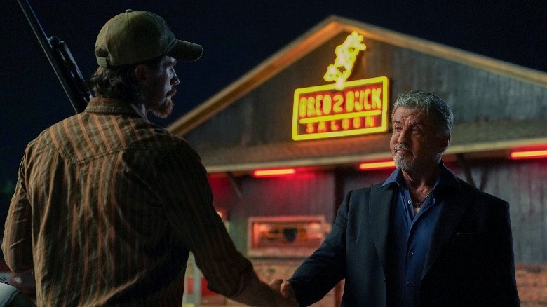 Garett Hedlund and Sylvester Stallone in Tulsa King