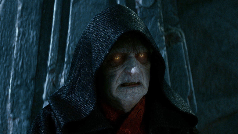 Palpatine glowering in Sith robes