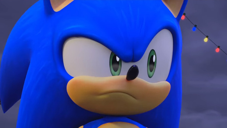 Sonic the Hedgehog looking suspicious 