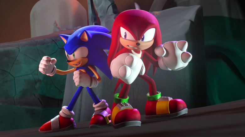 Sonic and Knuckles assuming a battle stance