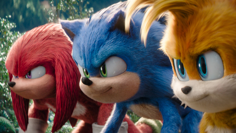 Sonic, Knuckles, and Tails lining up for a race in "Sonic the Hedgehog 3"