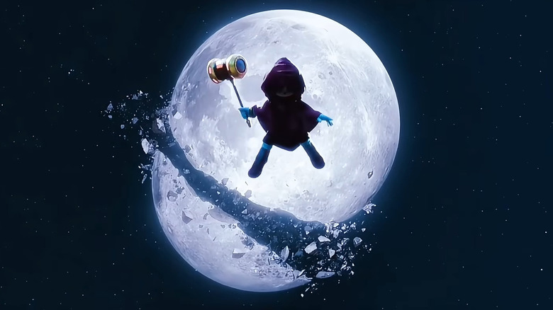 Amy leaping in front of the shattered moon at night in "Sonic the Hedgehog 3"