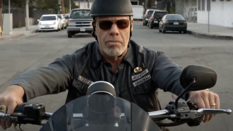 Clay Morrow on a motorcycle