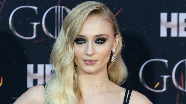 Sophie Turner with dark makeup at Game of Thrones event
