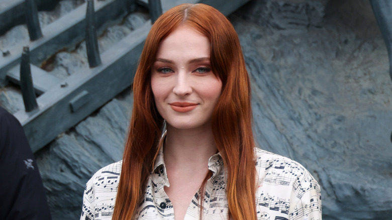 Sophie Turner wearing matching set at the Louis Vuitton Womenswear Fall Winter 2023-2024 show