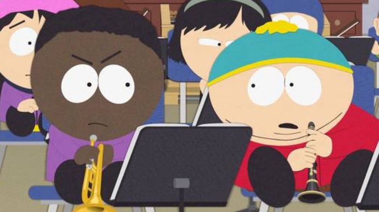 Token and Cartman with musical instruments