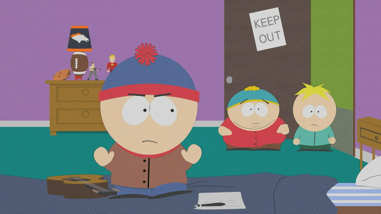Stan arguing with Cartman and Butters