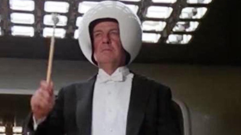 Terence Marsh holds a mallet