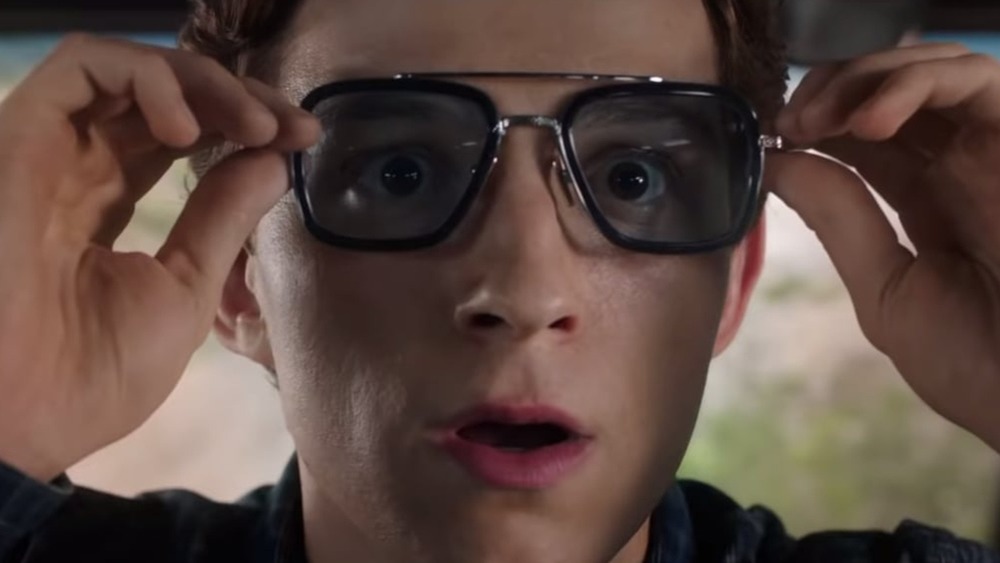 Peter Parker wearing the E.D.I.T.H. glasses