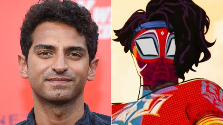 Karan Soni wears a blue shirt at the Spy Who Dumped Me premiere and Spider-Man India turns his head