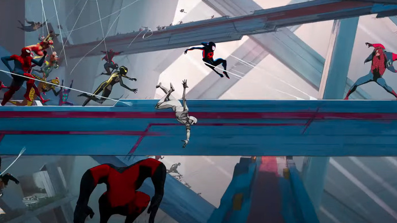 Spider-people swinging around
