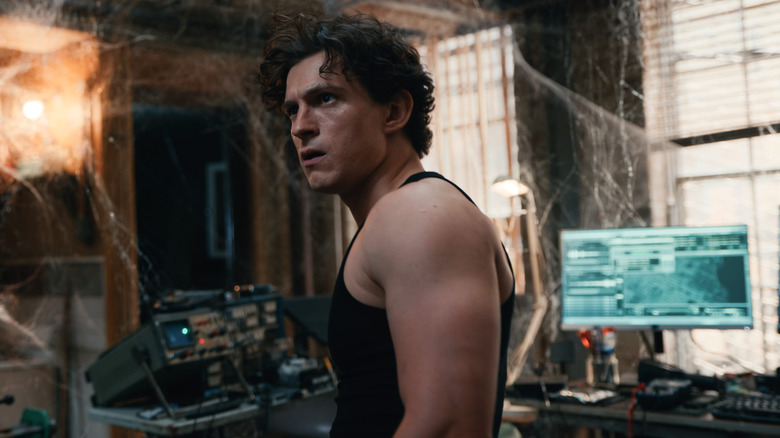 Peter Parker wearing a black tank top in Spider-Man: Brand New Day