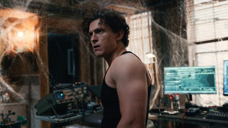 Peter Parker wearing a black tank top in Spider-Man: Brand New Day