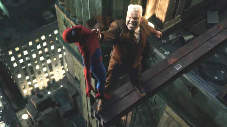 Tombstone holding Spider-Man on the roof of a building in Spider-Man: Brand New Day