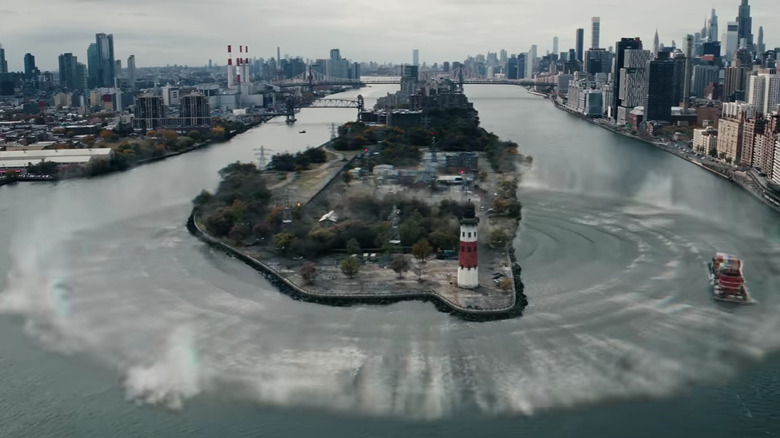 A shockwave emanating from Roosevelt Island in Spider-Man: Brand New Day