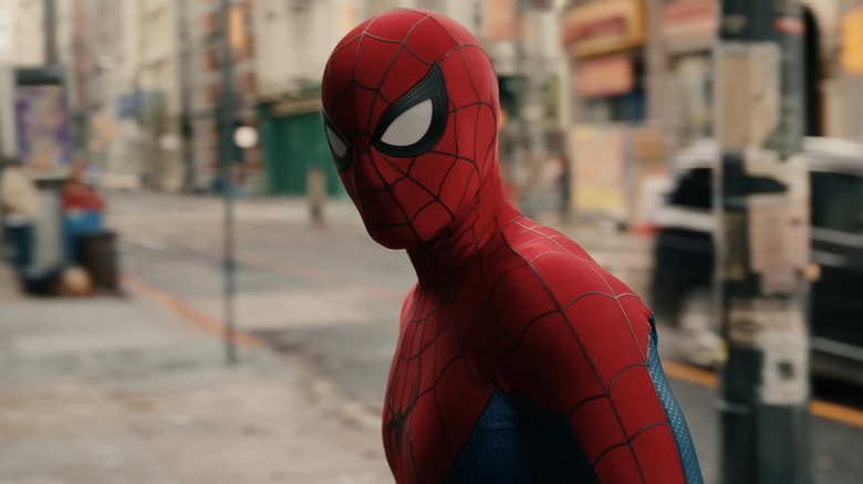 Spider-Man on the sidewalk in Spider-Man: Brand New Day