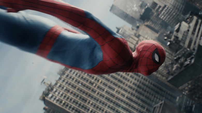 Spider-Man diving in Spider-Man: Brand New Day