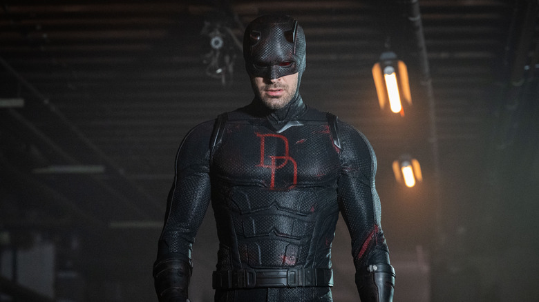 Daredevil wearing his black suit in "Daredevil: Born Again"
