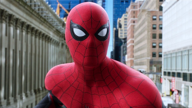 Spider-Man swinging through the city (2019)