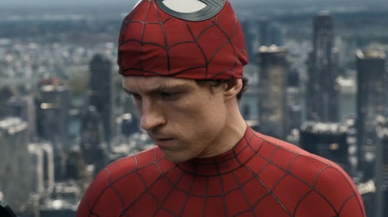 Peter Parker with his Spider-Man mask pulled up in Spider-Man: Brand New Day