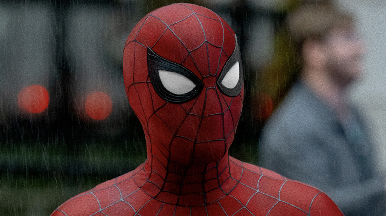 Spider-Man standing in the rain in Spider-Man: Brand New Day
