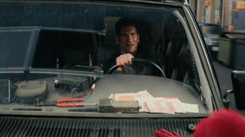 The Punisher driving a van in "Spider-Man: Brand New Day" (2026)