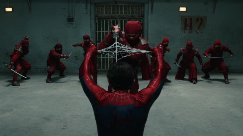 Spider-Man fighting ninjas in "Spider-Man: Brand New Day" (2026)