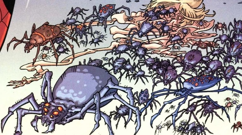 Jaggedy spiders emerge from the remnants of Carl in The Thousand storyline from Spider-Man's Tangled Web