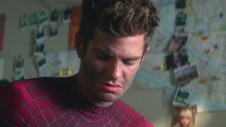 Peter Parker fighting back tears