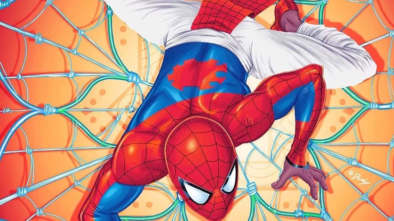 Spider-Man India climbing a web