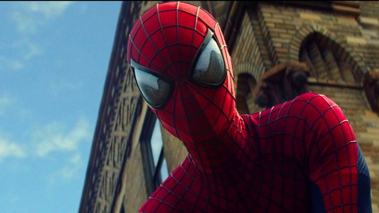 Spider-Man looking down from building