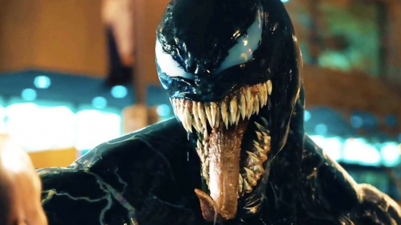 Venom with tongue out 