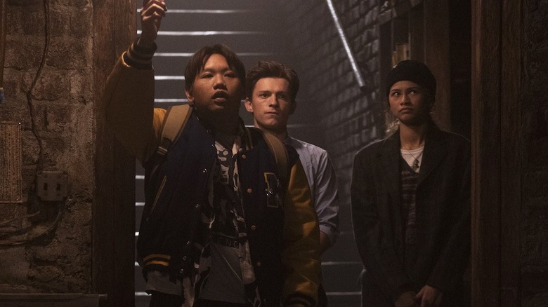 Ned, Peter, and MJ standing together
