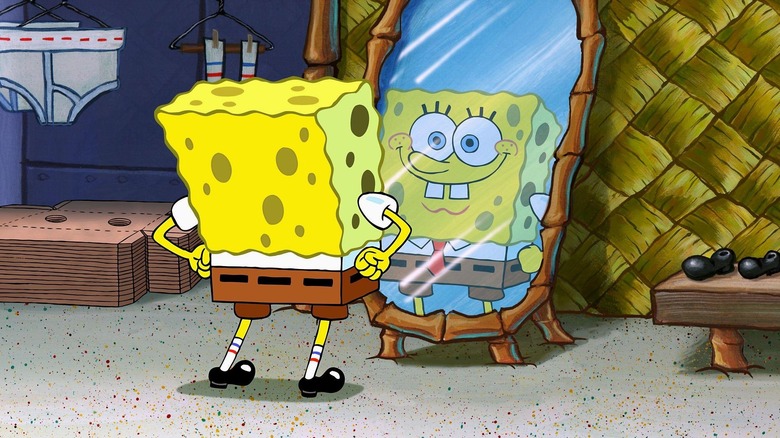 SpongeBob looking in the mirror