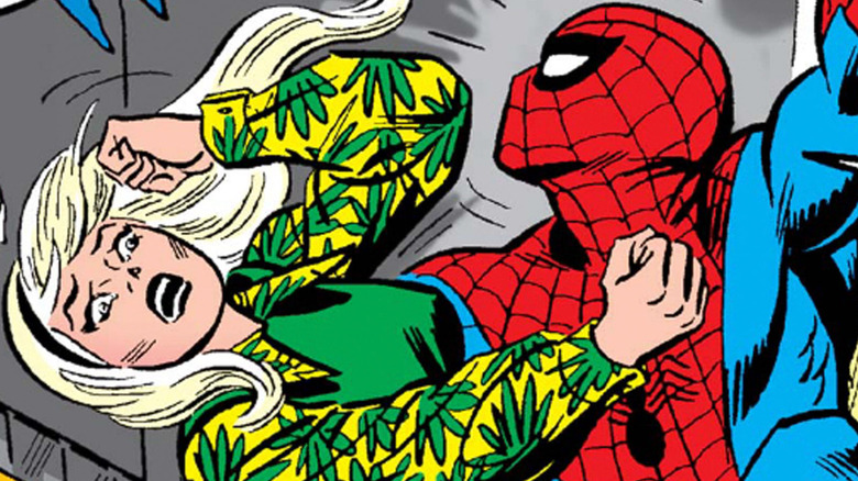 Spider-Man holding Gwen