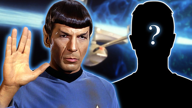 Spock standing with shadow figure