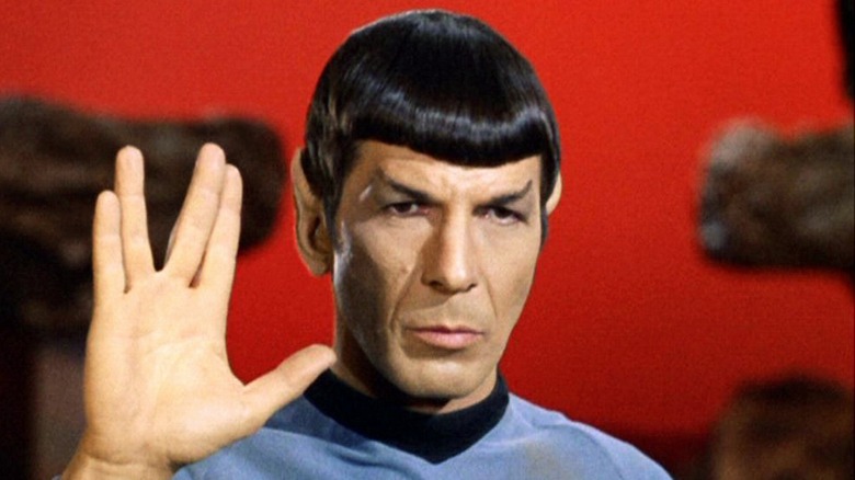 Spock holding up Vulcan salute